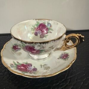 Floral Teacup and Saucer tea cup and saucer Made In Japan With Roses.